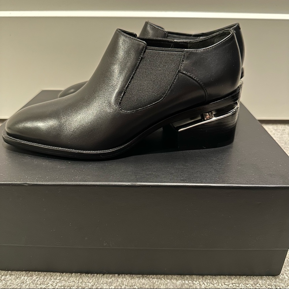 Brand New ALEXANDER WANG Floating Heel Jae Boots, Black Leather Size 36.